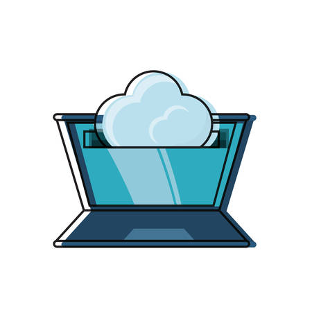 cloud and laptop computer icon over white background colorful design vector illustrationのイラスト素材