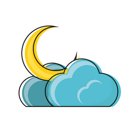moon and cloud icon over white background colorful design  vector illustrationのイラスト素材