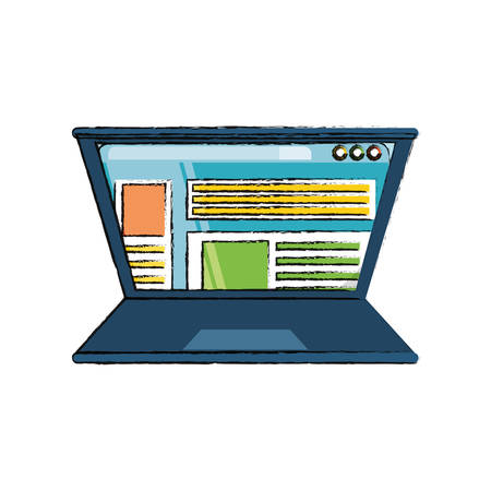 laptop computer with web interface on screen icon over white background colorful design vector illustrationのイラスト素材