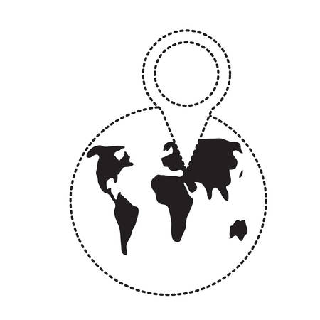 location pin on earth planet icon over white background vector illustrationのイラスト素材