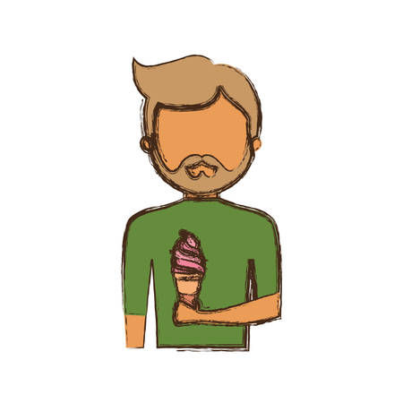 colored man avatar an ice cream cone  over white background vector illustrationのイラスト素材