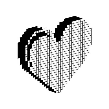 pixelated heart shape icon over white background vector illustrationのイラスト素材