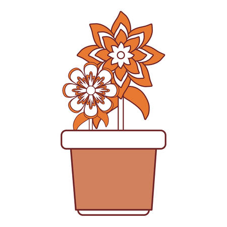beautiful flowers in a pot icon over white background colorful design vector illustrationのイラスト素材
