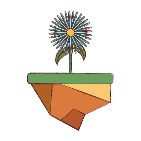 beautiful flowers in a pot icon over white background colorful design vector illustrationのイラスト素材