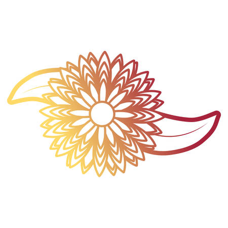 beautiful flower with leaves icon over white background colorful design vector illustrationのイラスト素材