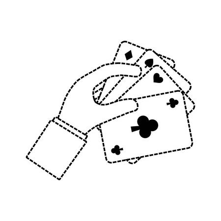 hand with poker cards icon over white background vector illustrationのイラスト素材