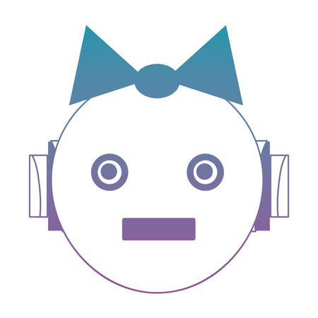 cartoon robot girl head icon over white background vector illustrationのイラスト素材