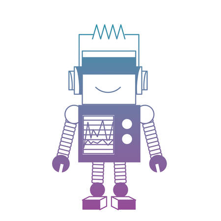 cartoon robot icon over white background colorful design vector illustrationのイラスト素材