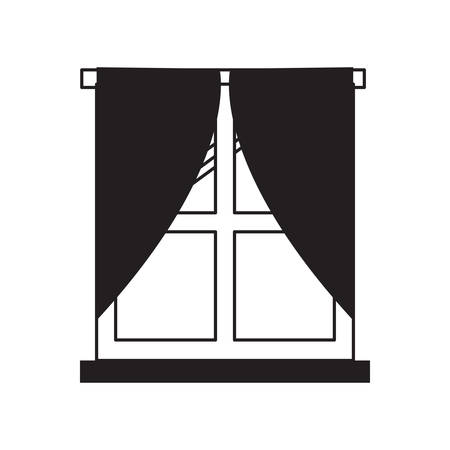 window with curtains  icon over white background vector illustrationのイラスト素材