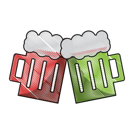 beer glasses toasting icon over white background colorful design vector illustrationのイラスト素材