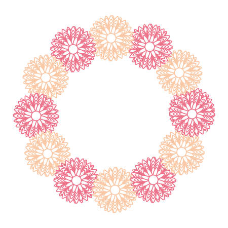 colores round frame flower  over white background  vector illustrationのイラスト素材