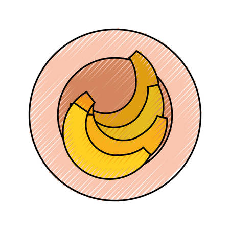 dish with bananas icon over white background colorful design  vector illustrationのイラスト素材
