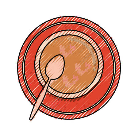 soup bowl and spoon icon over white background vector illustrationのイラスト素材