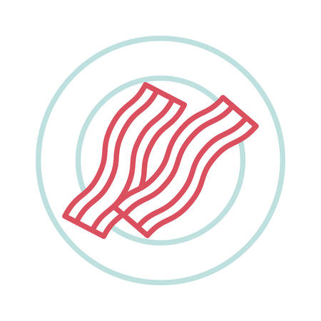 dish with bacon stripes icon over white background  colorful design vector illustrationのイラスト素材