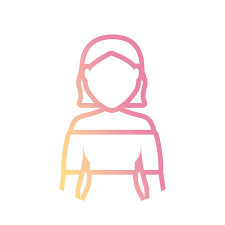 Avatar woman with short hair icon over white background colorful line design vector illustrationのイラスト素材