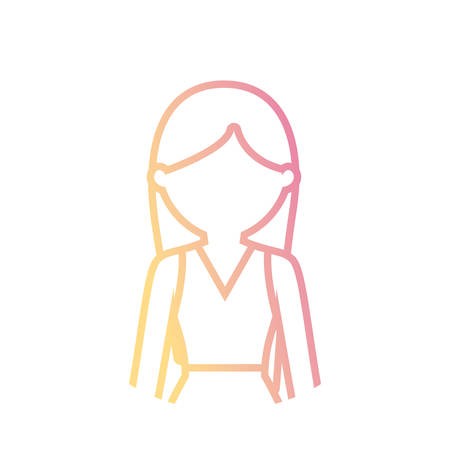 Avatar woman wearing a short blouse icon over white background colorful line design vector illustrationのイラスト素材