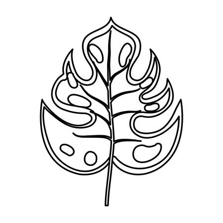 philodendron tropical leaf icon over white background vector illustrationのイラスト素材