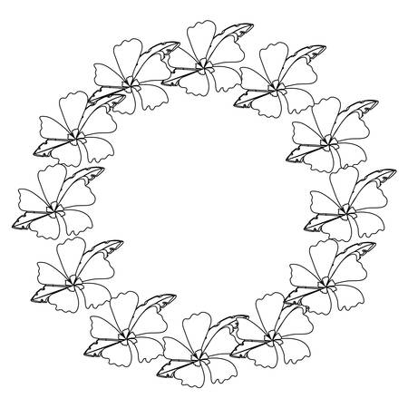 Wreath of beautiful flowers and leaves icon.のイラスト素材