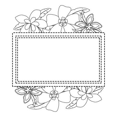 decorative rectangle frame with tropical flowers icon over white background vector illustrationのイラスト素材