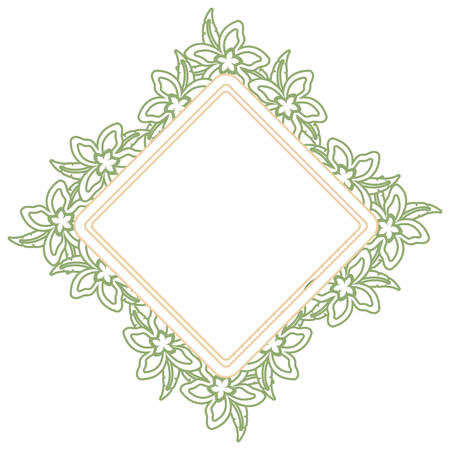 decorative rhombus frame with tropical flowers icon over white background colorful design vector illustrationのイラスト素材