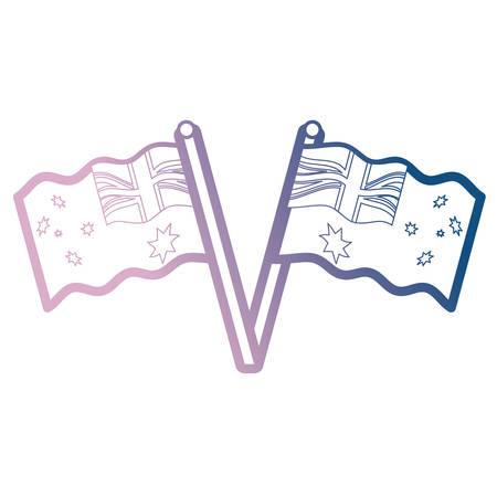 cartoon flags crossed in flagpoles of australia icon over white background colorful design vector illustrationのイラスト素材