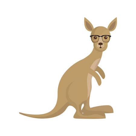 cartoon kangaroo with glasses icon over white background vector illustrationのイラスト素材