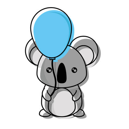cute koala holding a balloon icon over white background colorful design vector illustrationのイラスト素材