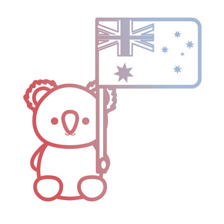 cute koala with australia flag icon over white background colorful design vector illustrationのイラスト素材