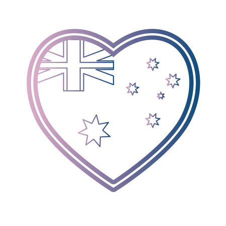 australia flag in heart shape icon over white background colorful design vector illustrationのイラスト素材
