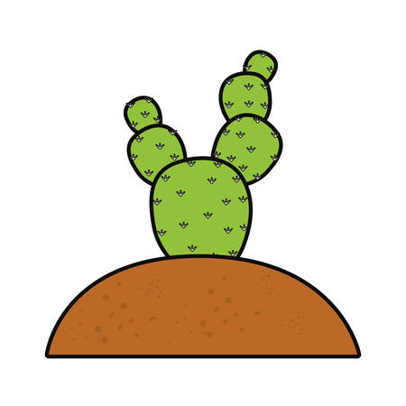 paddle cactus planted in soil icon over white background colorful design vector illustrationのイラスト素材