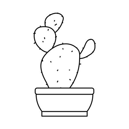 paddle cactus in a pot icon over white background black and white design vector illustrationのイラスト素材