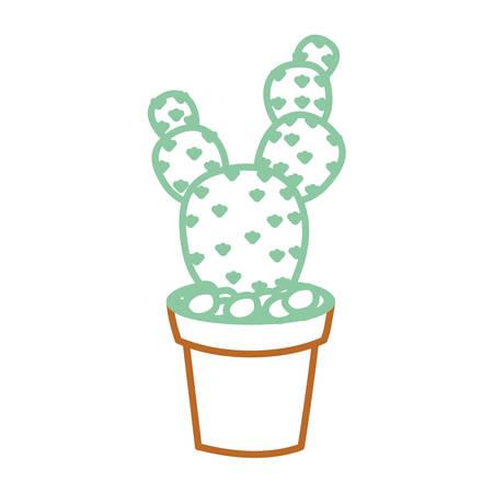 Paddle cactus in a pot icon over white background colorful design vector illustrationのイラスト素材