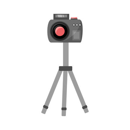 photographic camera on the tripod icon over white background colorful design vector illustrationのイラスト素材