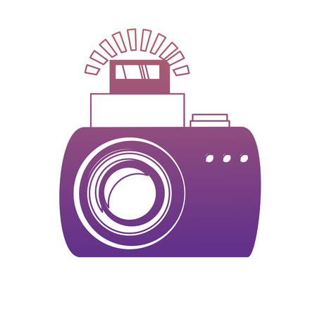 photographic camera with flash on icon over white background colorful design vector illustrationのイラスト素材