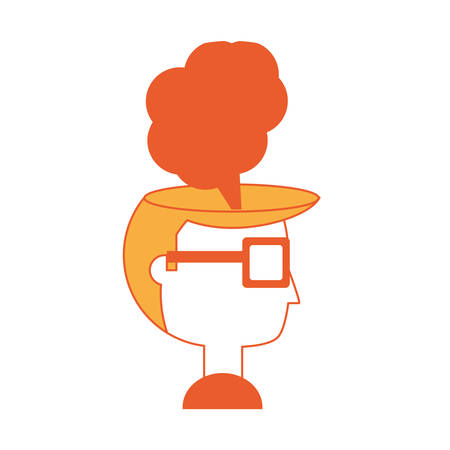 Thinking cloud on cartoon man head icon over white background colorful design vector illustration.のイラスト素材