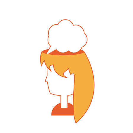Thinking cloud on woman head icon over white background colorful design vector illustration.のイラスト素材