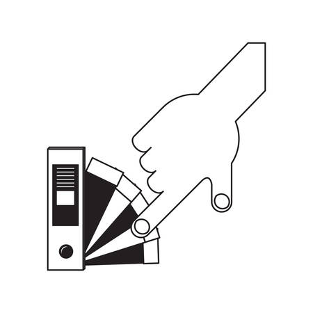 Hand pointing to an abstract color guide palette pickerのイラスト素材
