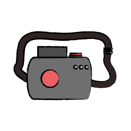 Camera with strap over white background in colored design vector illustrationのイラスト素材