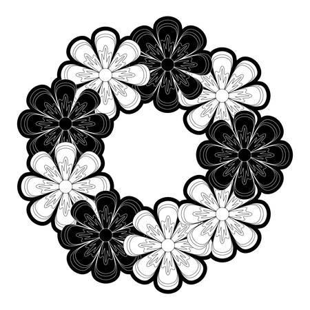 Round frame flower vector illustrationのイラスト素材
