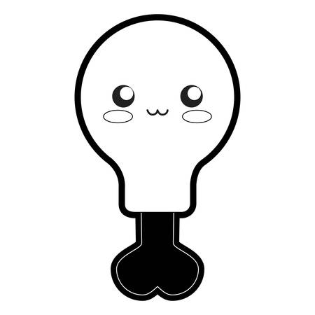 Flat line monochromatic chicken leg over white background, vector illustration.のイラスト素材