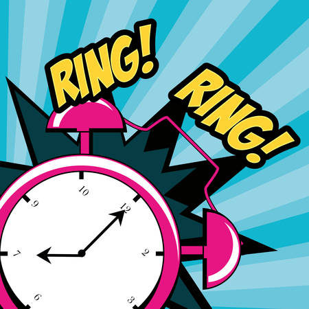 pop art design with clock icon over blue background colorful design vector illustrationのイラスト素材