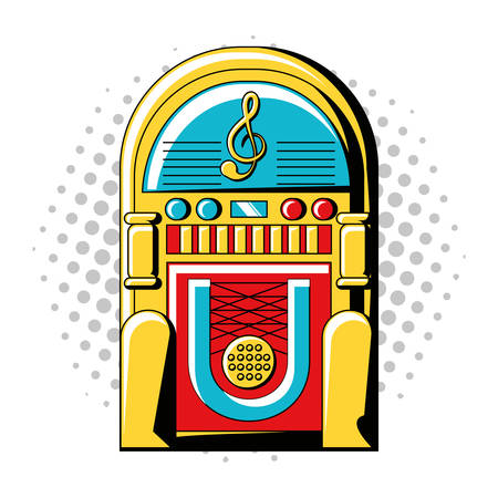 pop art design with rockola icon over white background colorful design vector illustrationのイラスト素材