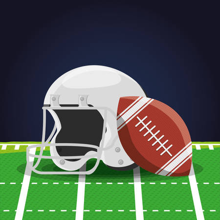 american football design with helmet and ball icon over blue background colorful design vector illustrationのイラスト素材