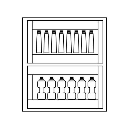 Supermarket shelves with bottles products over white background, vector illustration.のイラスト素材