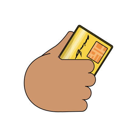 hand with credit card icon over white background colorful design vector illustrationのイラスト素材