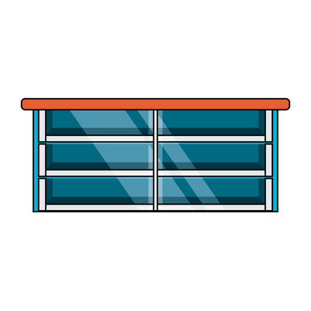 Empty supermarket shelves icon over white background, vector illustration.のイラスト素材