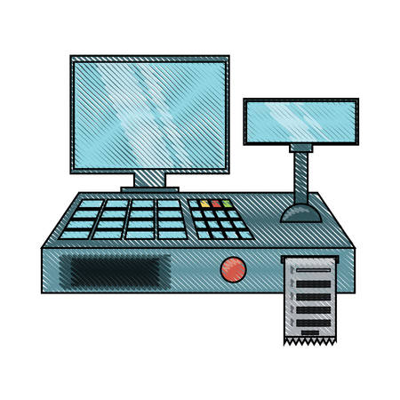 cash register icon over white background colorful design vector illustrationのイラスト素材