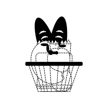 shopping basket with bread and fruits icon over white background vector illustrationのイラスト素材