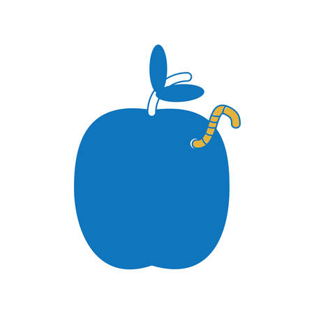 apple with a worm icon over white background colorful design vector illustrationのイラスト素材