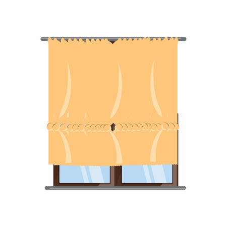 house window with curtains closed  over white background vector illustrationのイラスト素材